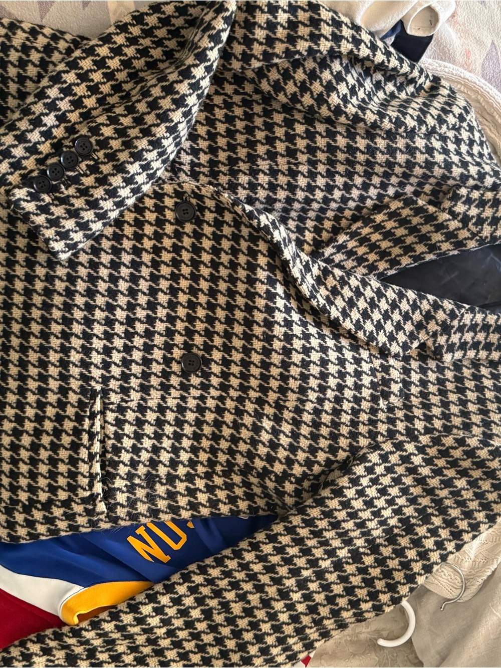 Anine Bing Houndstooth Sport Coat - Black & Cream